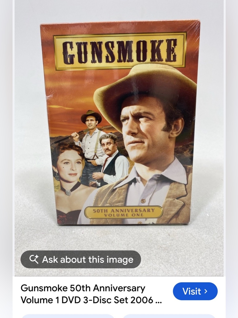 #3268*Gunsmoke 50th Anniversary Volume 1 DVD 3-Disc Set/Gold/Brown
